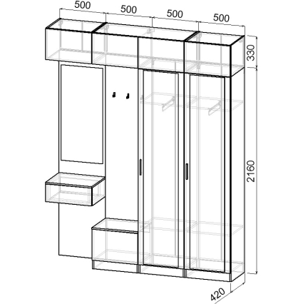 Набор мебели для прихожей "Марсель-209" МР 01-209 В2490 Ш2000 Г420 (ЛДСП Кашемир) Набор мебели для прихожей "Марсель-209" МР 01-209 В2490 Ш2000 Г420 (ЛДСП Кашемир)